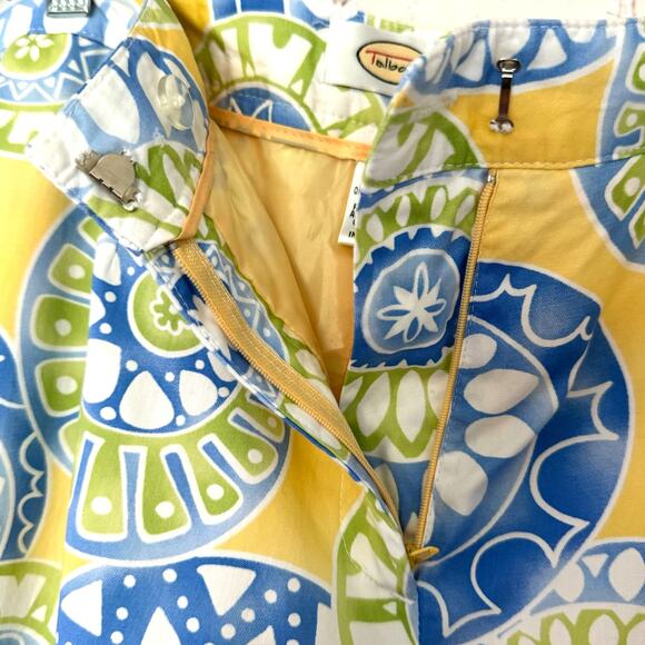 VTG Talbots Wms 14 Yellow Blue Cropped Pants High Rise Artsy Dopamine Dressing - Picture 4 of 9